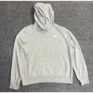 Nike Women's Med Gray Pullover Hoodie Funnel Neck Pocket Logo